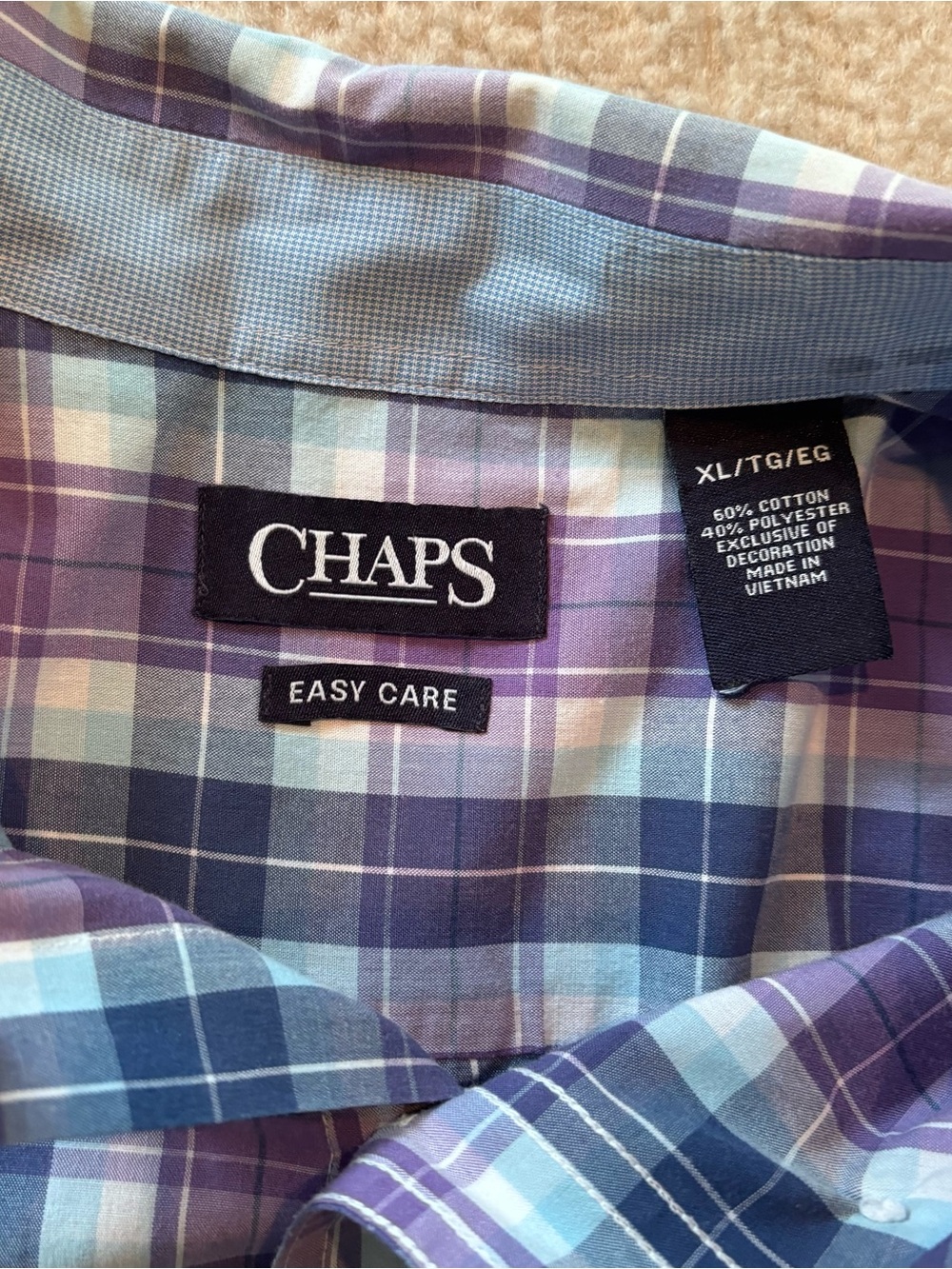 Chaps Purple and Blue Plaid Button-Down Shirt - Picture 3 of 4